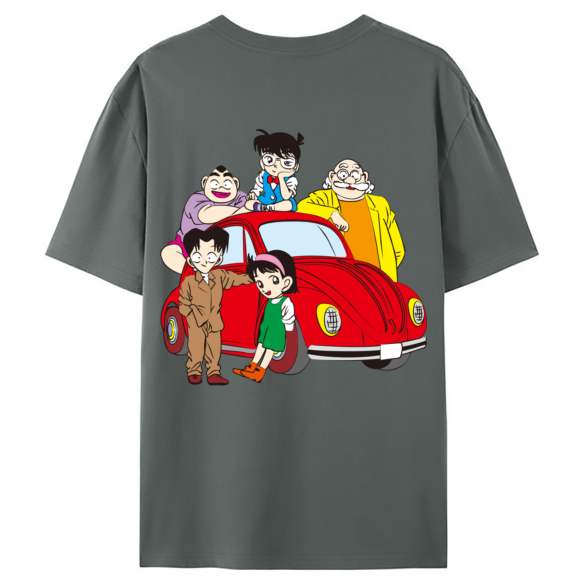 （画像用） 名探偵コナン Detective Conan 綿100％ メンズ半袖Tシャツ（バックプリント） 通気性